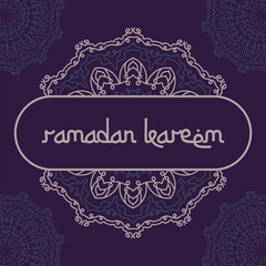 ramadan kareem greeting card with ornamental vector frame