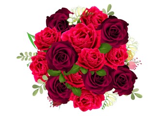 Bouquet of red roses on a white background