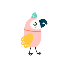 Cartoon parrots bird and parrot wild animal bird on a white background. Vector illustration
