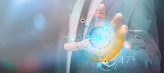 Close-up of the control of the virtual satellite panel.