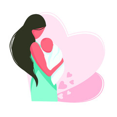 Mother holding a child. Vector illutration.