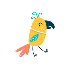 Cartoon parrots bird and parrot wild animal bird on a white background. Vector illustration