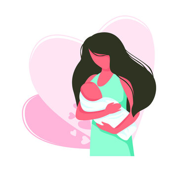 Mother holding a child. Vector illutration.