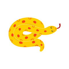 Vector illustration of anaconda. Tropical snake isolated on white background