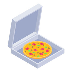 
Isometric icon of pizza box, editable graphic 

