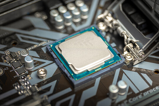 Central processing unit closeup computer part closeup