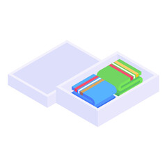 
Packed towels box icon in an isometric design 

