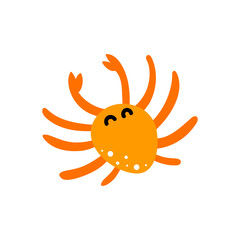 Vector illustration of cute flat crab. Isolated on transparent background