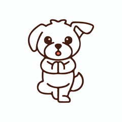 Dog. Happy dog ​​standing on one leg. Animal logo.
Vector isolated picture on a white background.