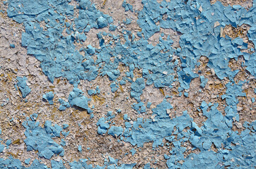 Grey blue wall, floor with cracks, texture background
