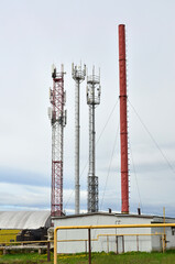 Mobile phone antennas, telecommunication towers with cell antennas, transmitters, telecom radio towers