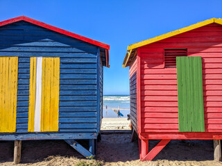 Colorful beach cabins in Muizenberg, Cape Town Region, South Africa