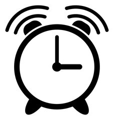 Alarm clock icon with flat style. Isolated raster alarm clock icon image on a white background.