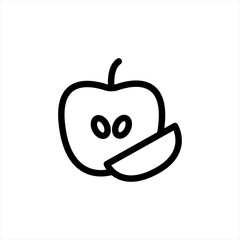 Half apple thin line icon, food and fruit, fresh apple sign, vector graphics, a linear pattern on a white background