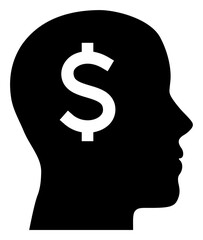 Banker head icon with flat style. Isolated raster banker head icon image on a white background.