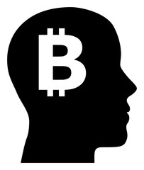 Bitcoin imagination icon with flat style. Isolated raster bitcoin imagination icon image on a white background.