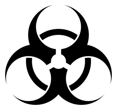 Biohazard icon with flat style. Isolated raster biohazard icon image on a white background.