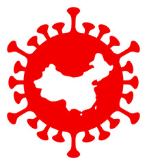 Chinese covid virus icon with flat style. Isolated raster Chinese covid virus icon image on a white background.