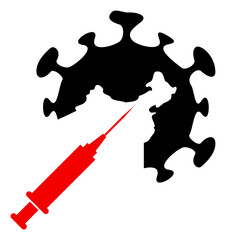 Coronavirus vaccine injection icon with flat style. Isolated raster coronavirus vaccine injection icon image on a white background.