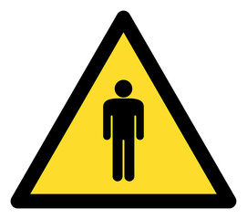 Human warning icon with flat style. Isolated raster human warning icon image on a white background.