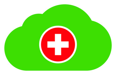Medical cloud icon with flat style. Isolated raster medical cloud icon image on a white background.