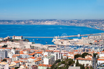 Fototapeta na wymiar Aerial view of Marseille in France