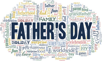 Father's day vector illustration word cloud isolated on a white background.
