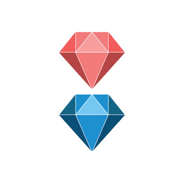 Diamond icon. Jewelry gem sign. cartoon style on white background. Vector illustration
