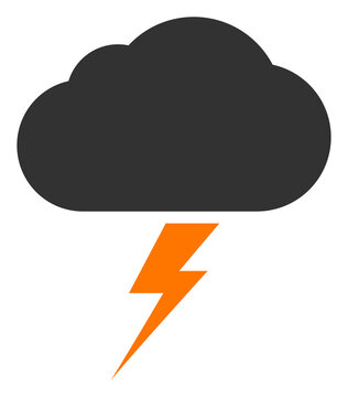 Thunderstorm icon with flat style. Isolated raster thunderstorm icon image on a white background.