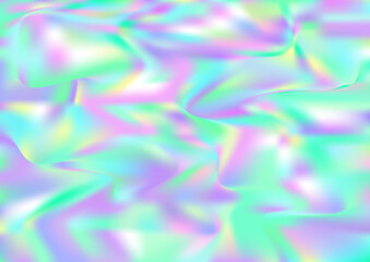 Holograph Dreamy Banner. Neon Texture Overlay, 80s, 90s Music