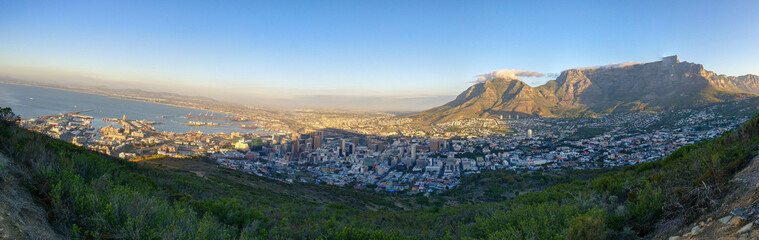 Panorama from Signal Hill of Cape Town at sunset, South Africa
