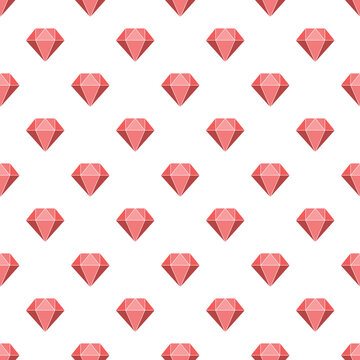 Diamond icon seamless. Jewelry gem sign. cartoon style on white background. Vector illustration