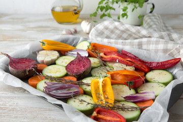 vegetables on a baking sheet
