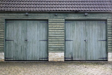 Obraz na płótnie Canvas old wooden garage doors