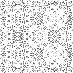  Geometric vector pattern with triangular elements. Seamless abstract ornament for wallpapers and backgrounds. Black and white colors. 