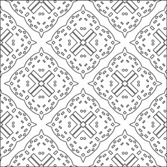  Geometric vector pattern with triangular elements. Seamless abstract ornament for wallpapers and backgrounds. Black and white colors. 