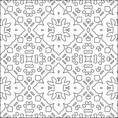  Geometric vector pattern with triangular elements. Seamless abstract ornament for wallpapers and backgrounds. Black and white colors. 