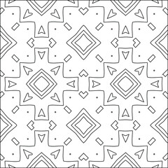  Geometric vector pattern with triangular elements. Seamless abstract ornament for wallpapers and backgrounds. Black and white colors. 