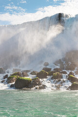 View at the American Falls from the Niagara river at the sunrise