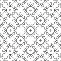 Geometric vector pattern with triangular elements. Seamless abstract ornament for wallpapers and backgrounds. Black and white colors. 