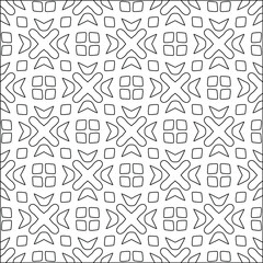  Geometric vector pattern with triangular elements. Seamless abstract ornament for wallpapers and backgrounds. Black and white colors. 