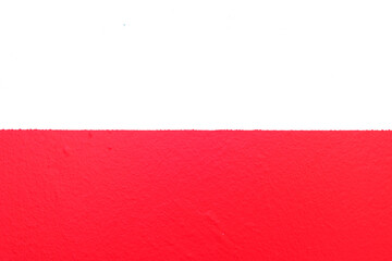 Simple red and white background with two broad bands.