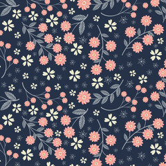 Pink White and Blue Seamless Pattern