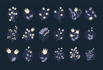 White And Purple Flower Set