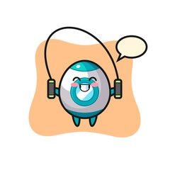 rocket character cartoon with skipping rope