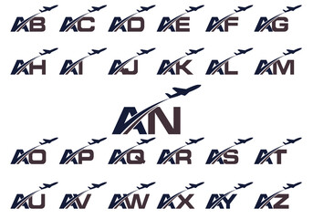 Initial Letter with Aviation Logo Design, Air, Airline, Airplane, and Travel Logo template.