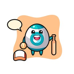 Obraz premium Cartoon character of rocket as a baseball player