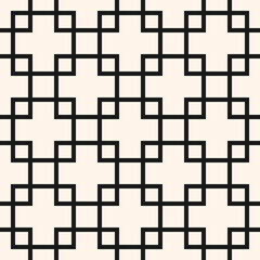 Obraz premium Square grid vector seamless pattern. Abstract geometric monochrome texture with lines, big squares, rhombus, mesh, lattice, grill. Simple black and white background. Repeat design for decor, print