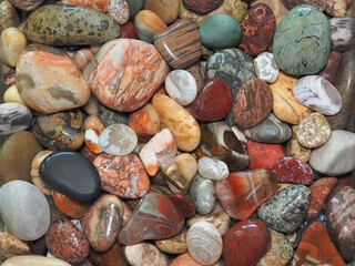 A Focus Stacked Closeup Image of an Assortment of Polished Rocks - 425660197