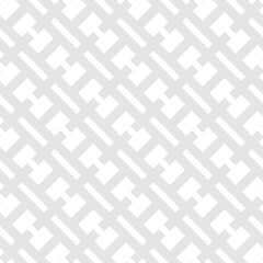 Vector geometric seamless pattern. Subtle abstract texture with diagonal grid, net, grill, lattice, lines, square shapes. Modern gray and white background. Simple geometrical ornament. Repeat design